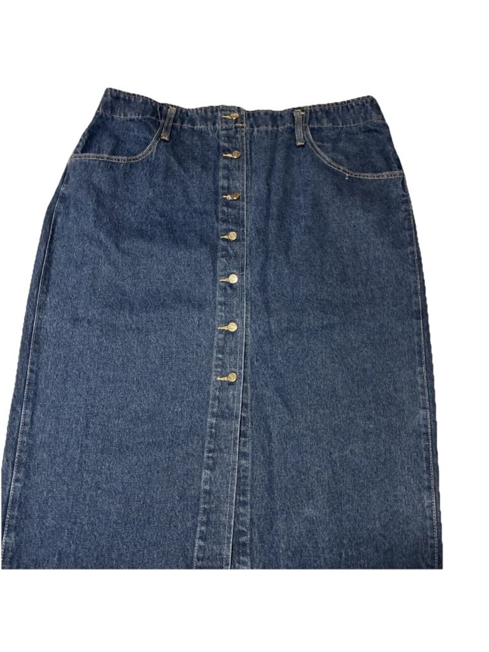 Vintage 90s Watch LA Jeans Denim Maxi Skirt Women 4XL Button Front Cotton USA